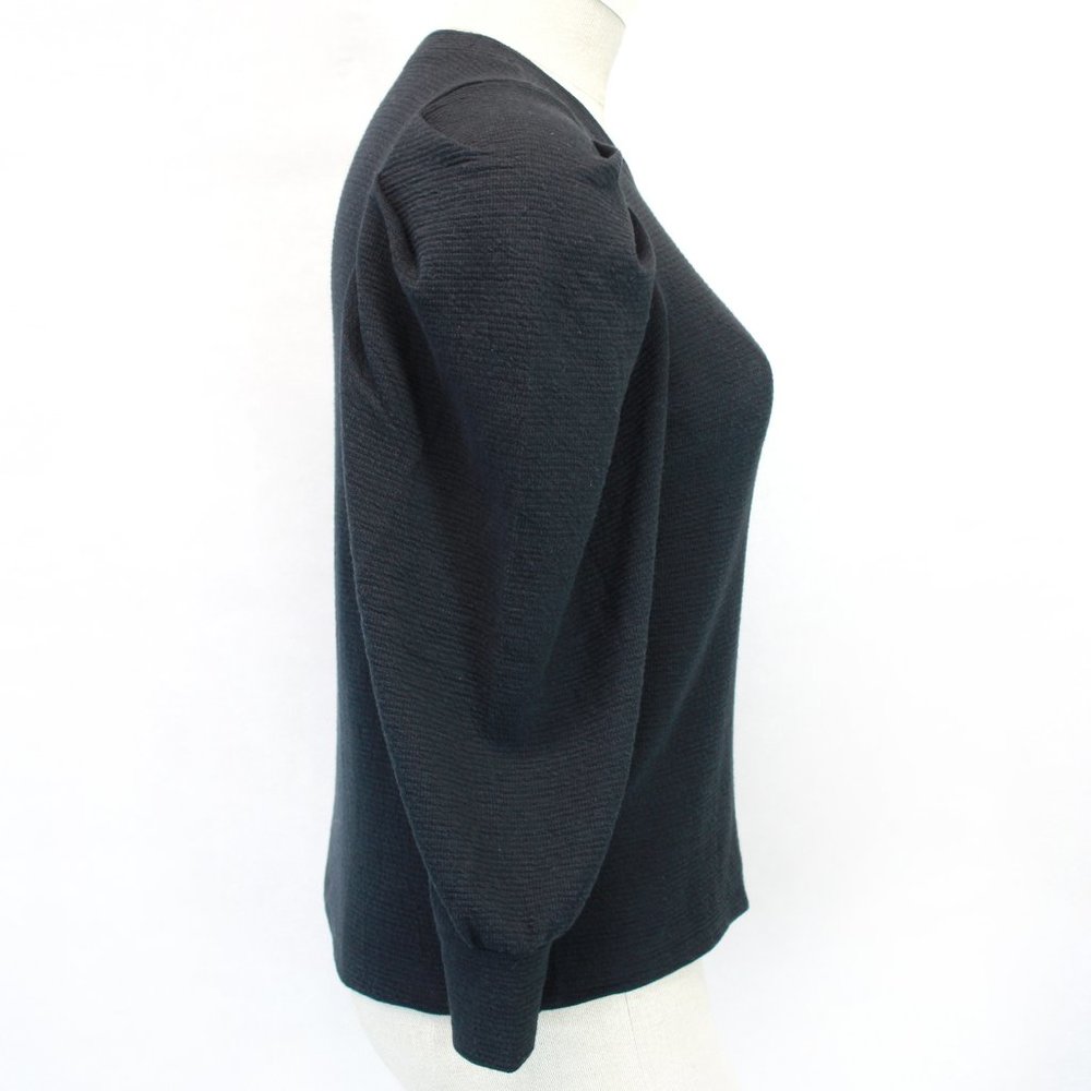 Madewell Black Crew Neck Puff Sleeve Top Blouse Medium - Picture 5 of 8